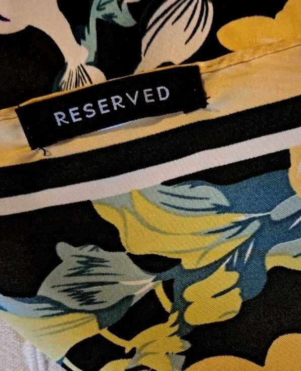 Nowa wzorzysta apaszka chustka Reserved kwiaty zółty zielony prezent