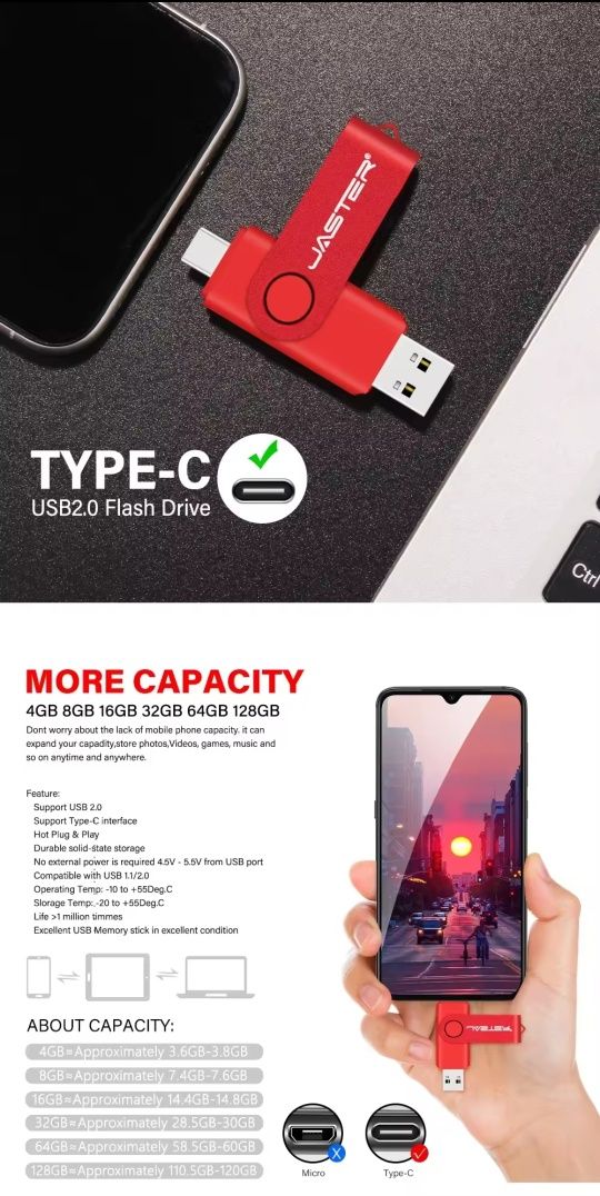 Флешка/ накопичувач USB-tipe-c 4ГБ