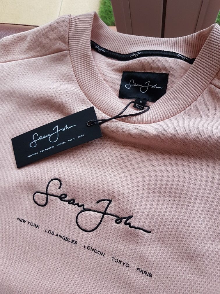 Sean John, piękna męska bluza, blado różowa, rozmiar bawełna,