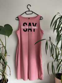 Różowa sukienka letnia bez rękawów rozmiar L