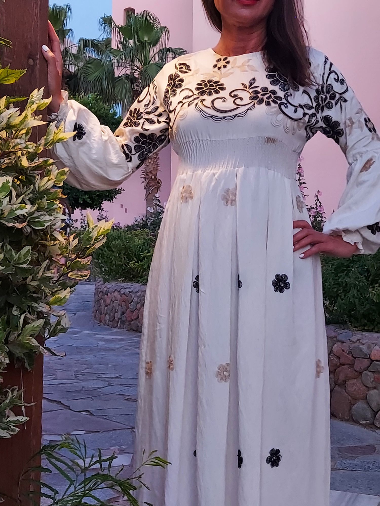 Elegancka bawełniana długa sukienka, unikat na komunię / wesele