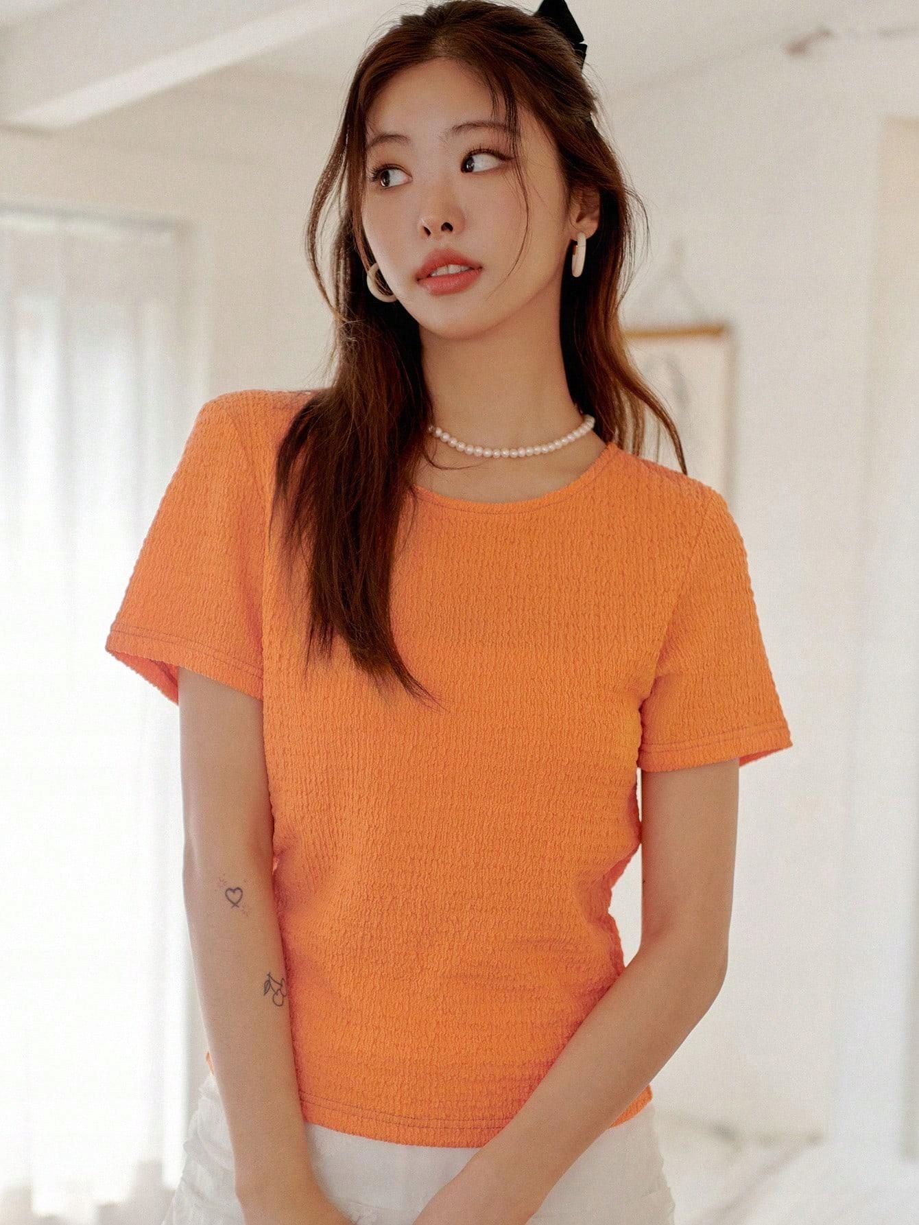 Bluzka Teksturowana Casual Pomarańczowa Dazy Xl