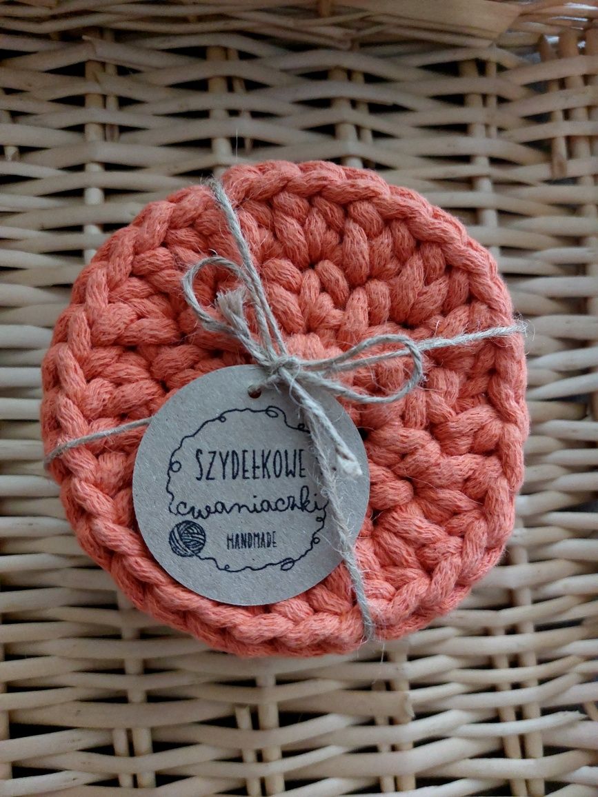 Podkładki pod kubek 5 szt- pomarańczowy, handmade, na szydełku
