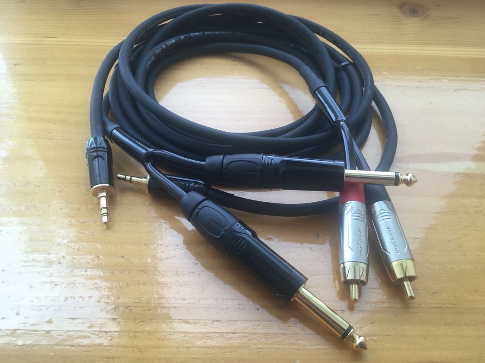 Кабель инсертный 3,5/2RCA,3,5/2Jack(6,3mm)