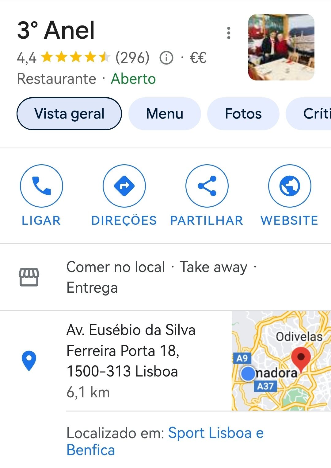 Guardanapo restaurante cervejaria 3° anel com o símbolo do Benfica