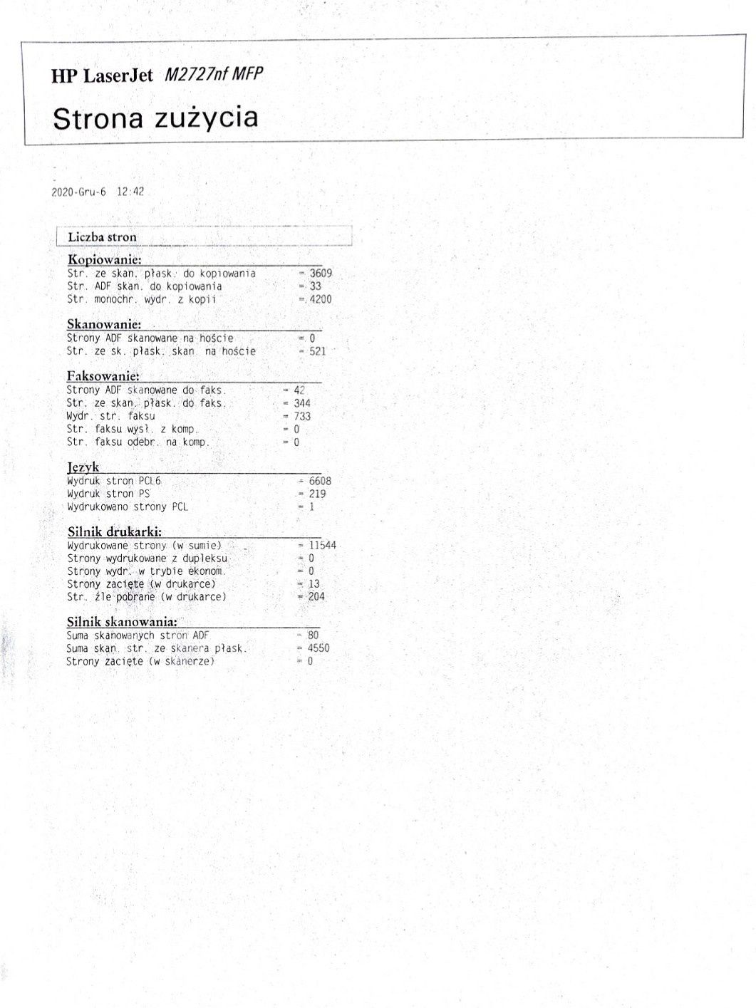 Urządzenie wielofunkcyjne HP LaserJet M2727 nfs
Drukarka Ksero Skaner