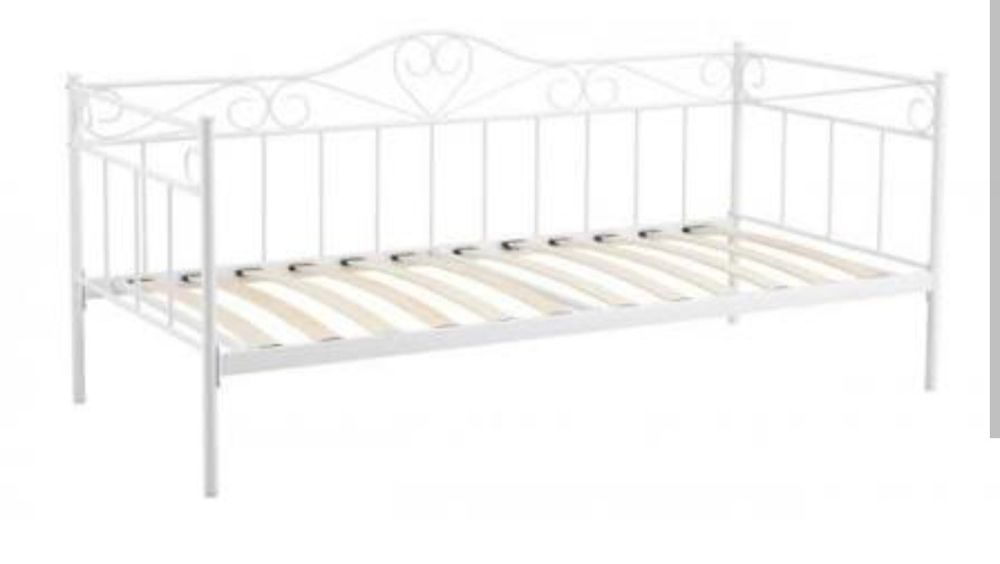Łóżko metalowe białe 90x200