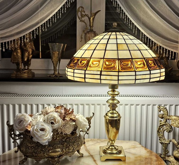 Piękna lampa witrażowa (Tiffany) wys.65cm, śred.46cm-stan idealny