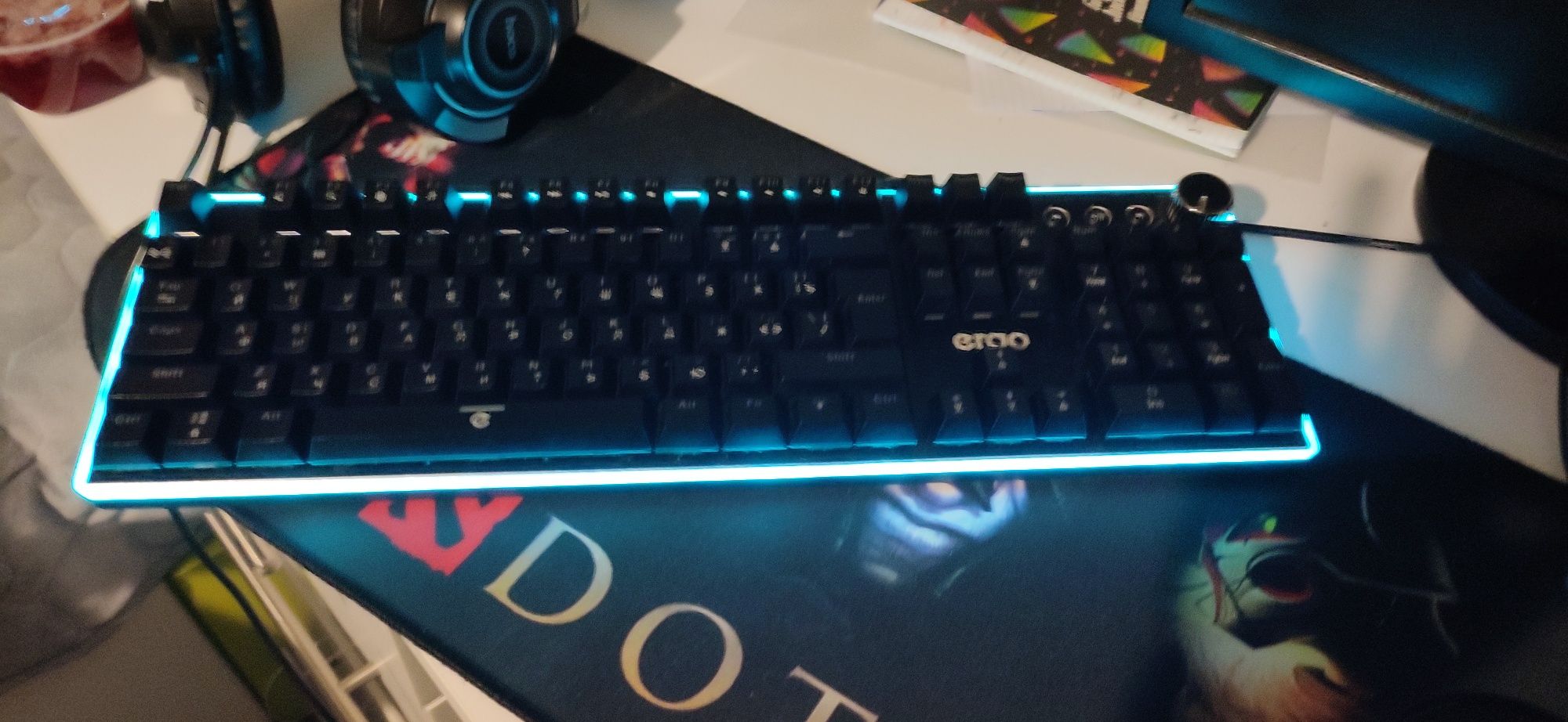 Ігрова Механічна Клавіатура Ergo KB-955, RGB, Blue Switch, чорна