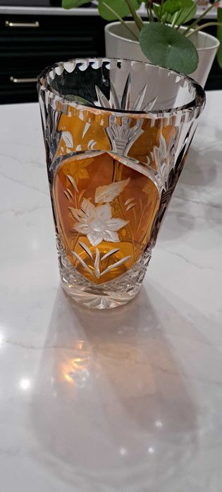 Polski Wazon Kryształowy Huta JULIA Sygnowany 21cm stan idealny