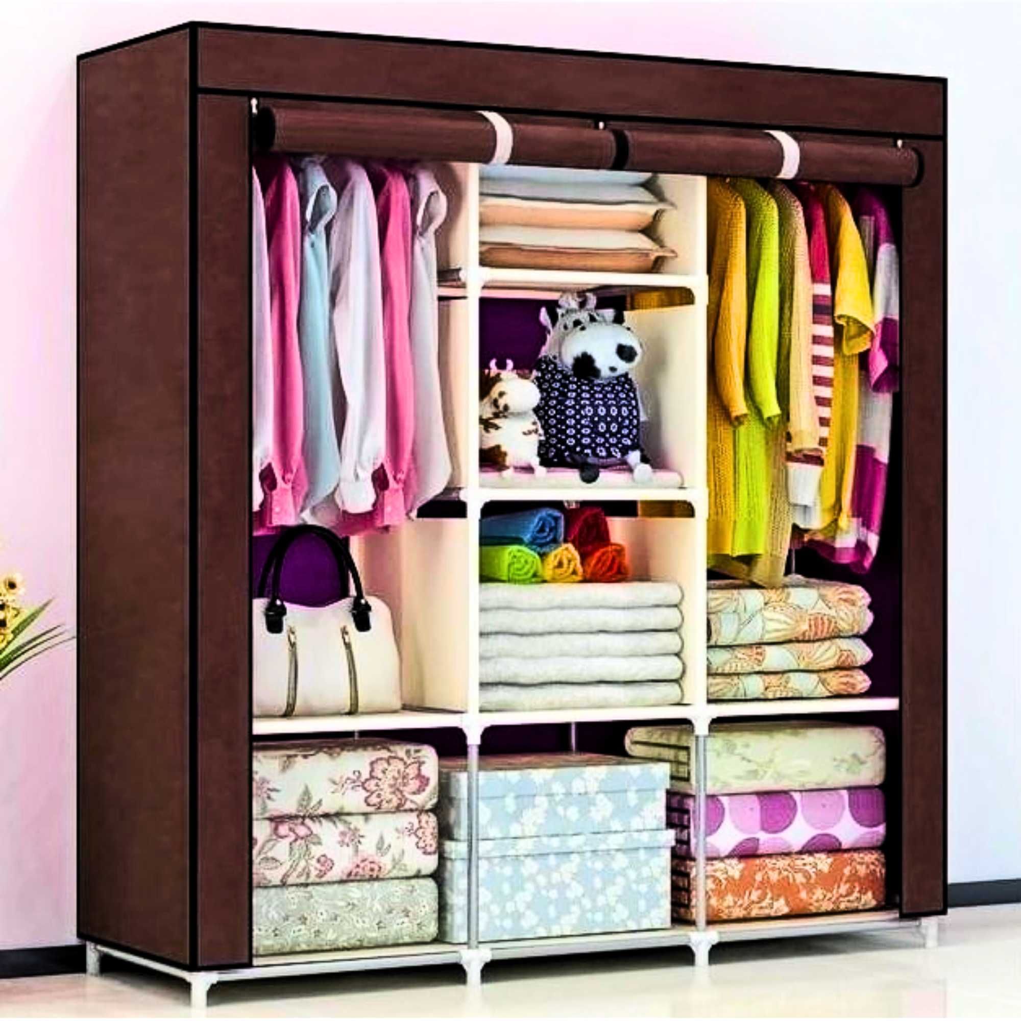 Складной тканевый шкаф каркасный 175х130х45 см Storage Wardrobe