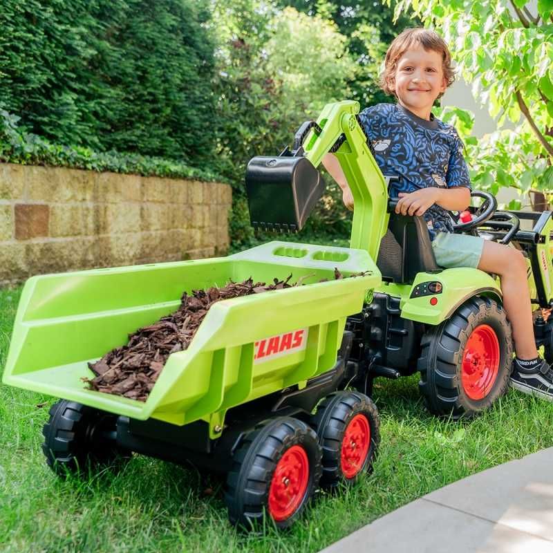 FALK Traktor CLAAS AVEC Zielony na Pedały z Przyczepką