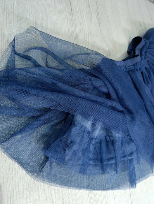 granatowa tiulowa spódniczka galowa spódnica tutu 86-92 z tiulu miękka