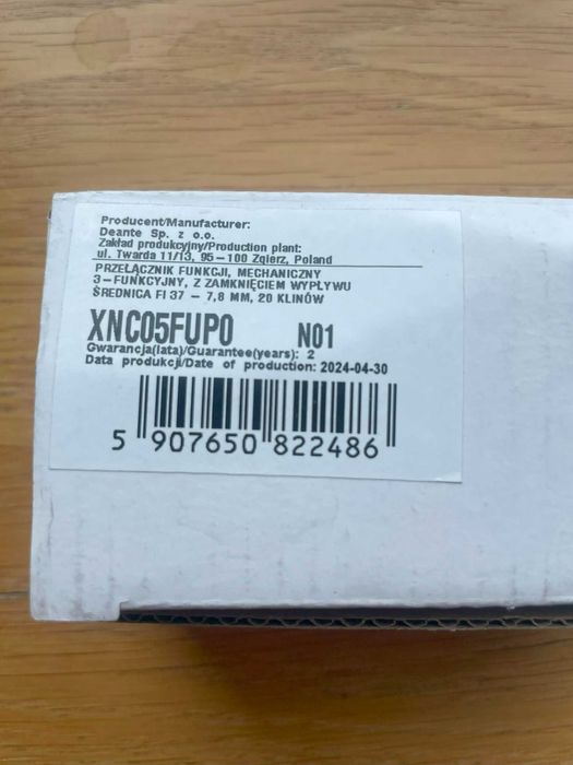 Deante, nowy przełącznik funkcji do panelu prysznicowego (XNC05FUP0)