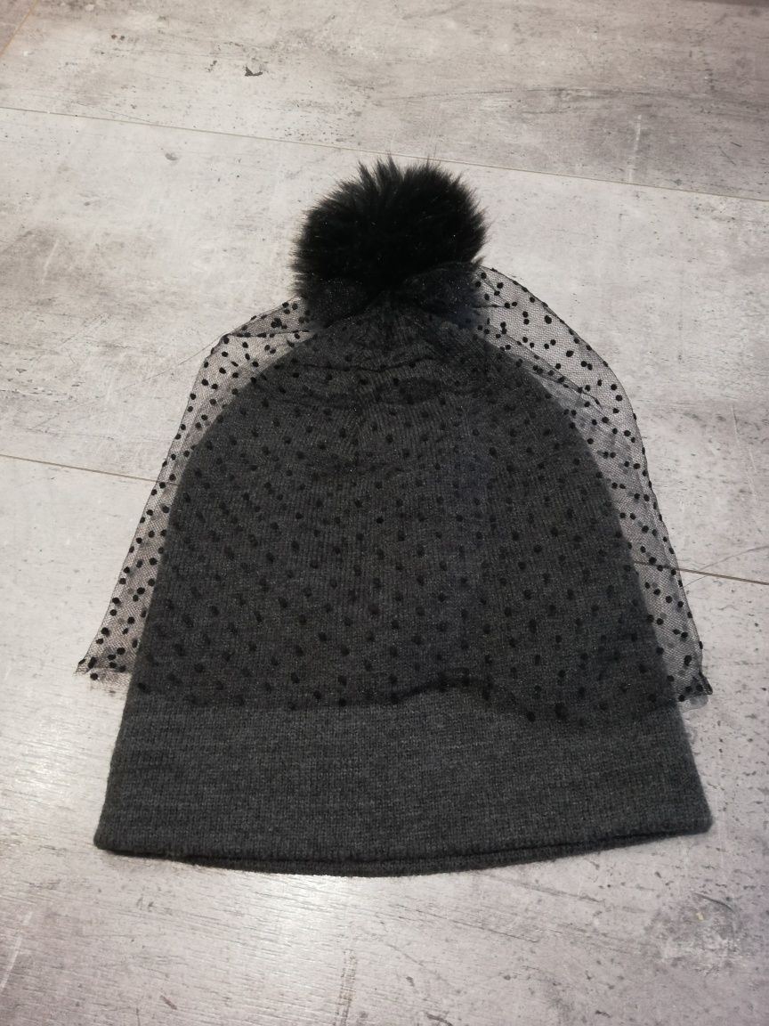 Czapka zimowa Mohito czapka z siateczką futrzany pompon