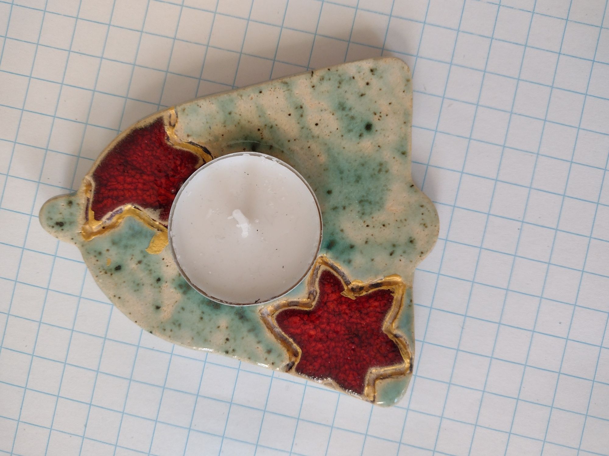 Świecznik na tealight podgrzewacz rękodzieło glina