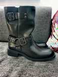SKÓRZANE buty RESERVED PREMIUM _ botki kozaki bikery. Klockowaty obcas