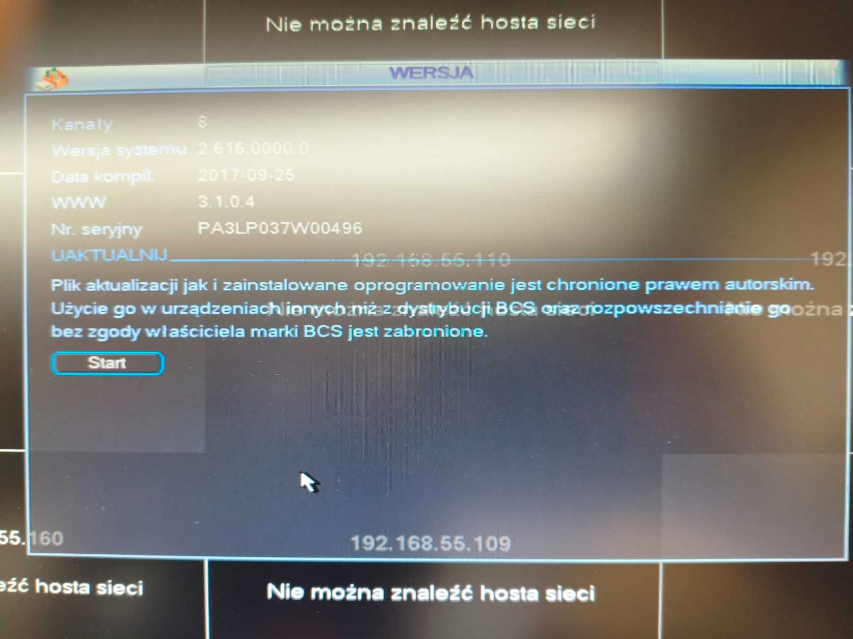 Rejestrator sieciowy BCS-NVR0801E 8-kanałowy IP 2MPX DYSK 2TB + myszka
