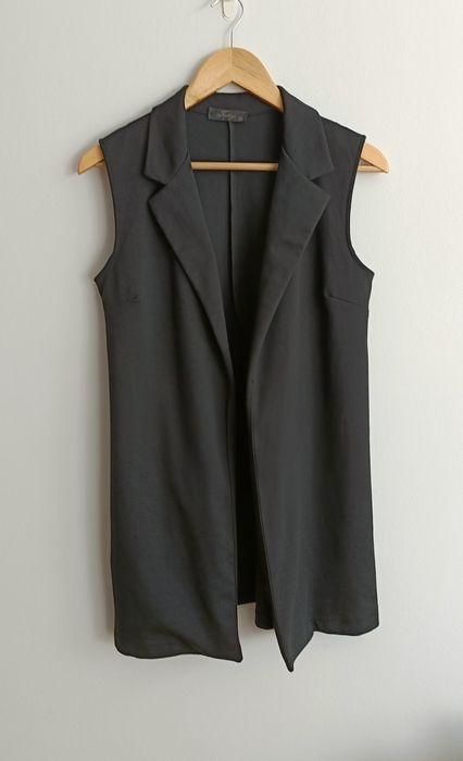 Kamizelka damska dłuższa czarna casual minimalistyczna gładka M 38 L 4