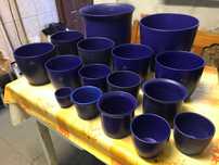 Donice ceramiczne, ogrodowe, niebieskie - zestaw 16 sztuk