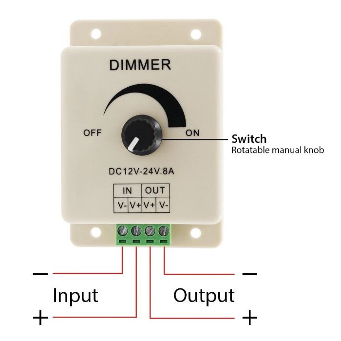 Controlador LED Dimmer 12V 8A Ajustável