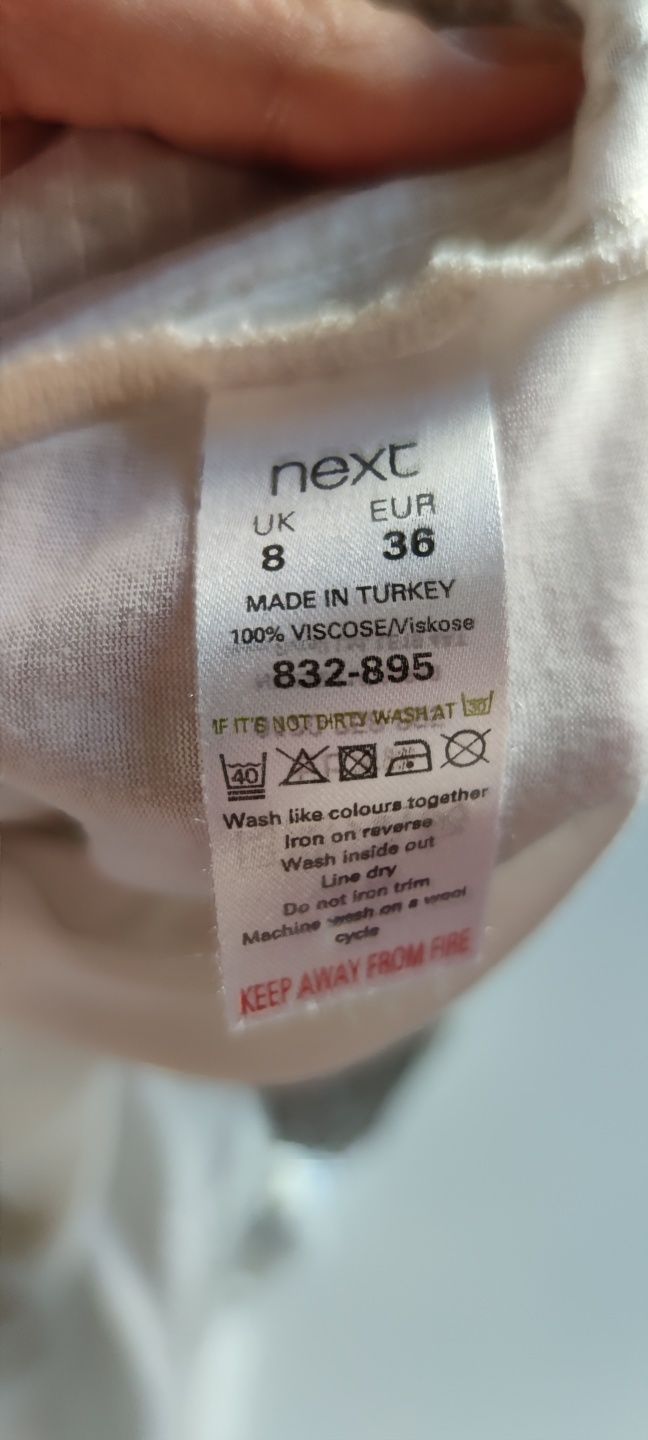 Bluzka top wyszywany srebrnymi cekinami Next S/36 100% wiskoza y2k
