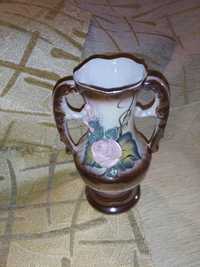 Перламутровая переливная ваза для цветов маленькая коричневая с узором