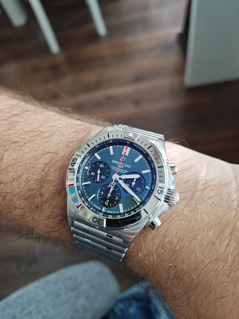 Zegarek męski Swiss Made Breitling Chronomat 42 B01 Komplet automat
