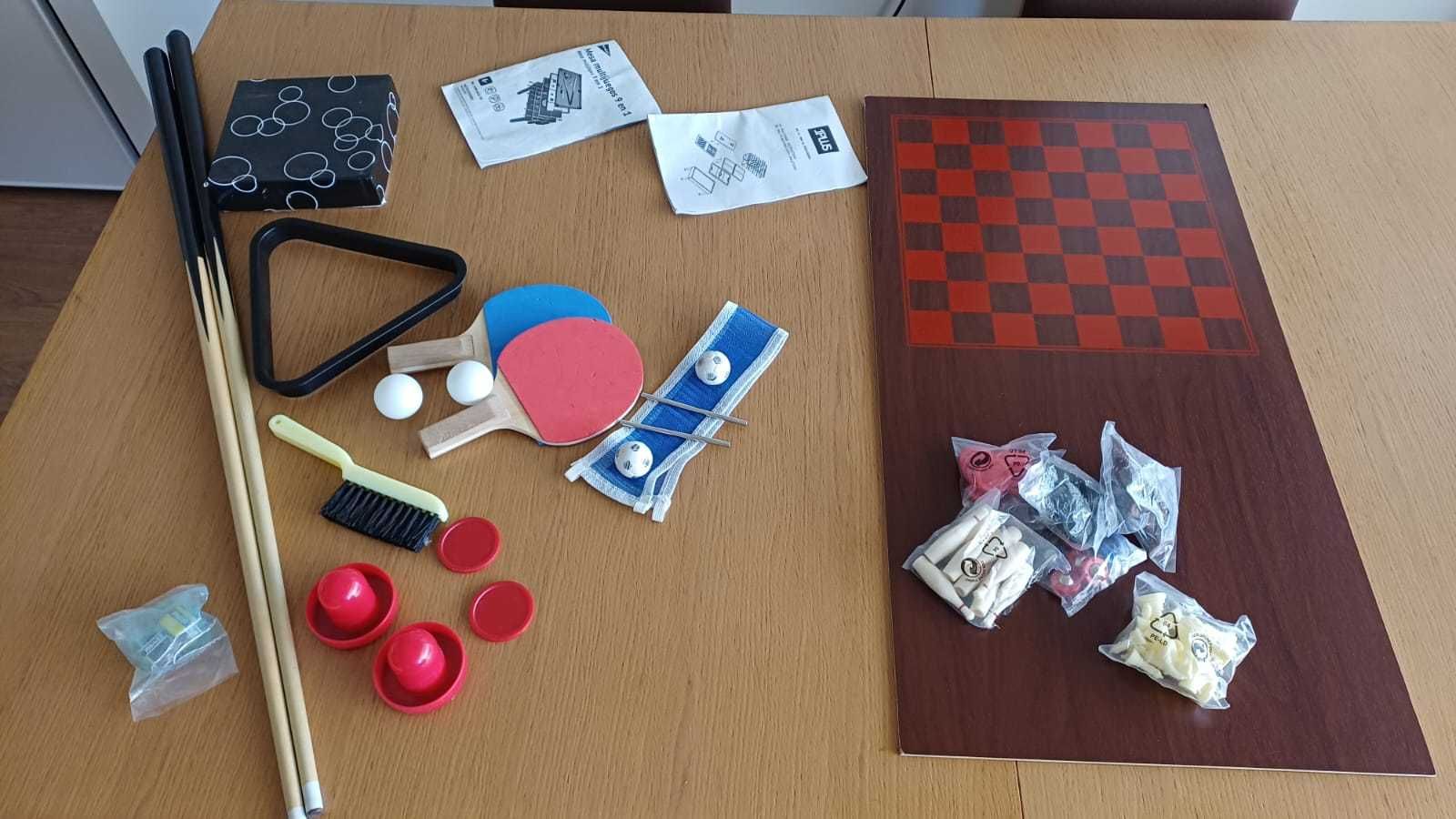 Mesa multijogos 9 em 1 (matraquilhos, snooker, ping-pong e outros)