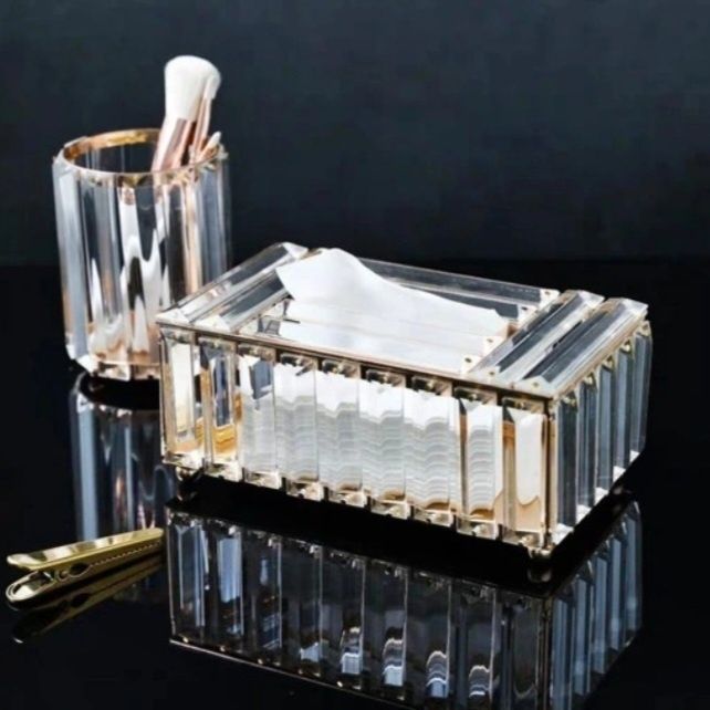 Chustecznik kryształowy pojemnik pudełko Glamour