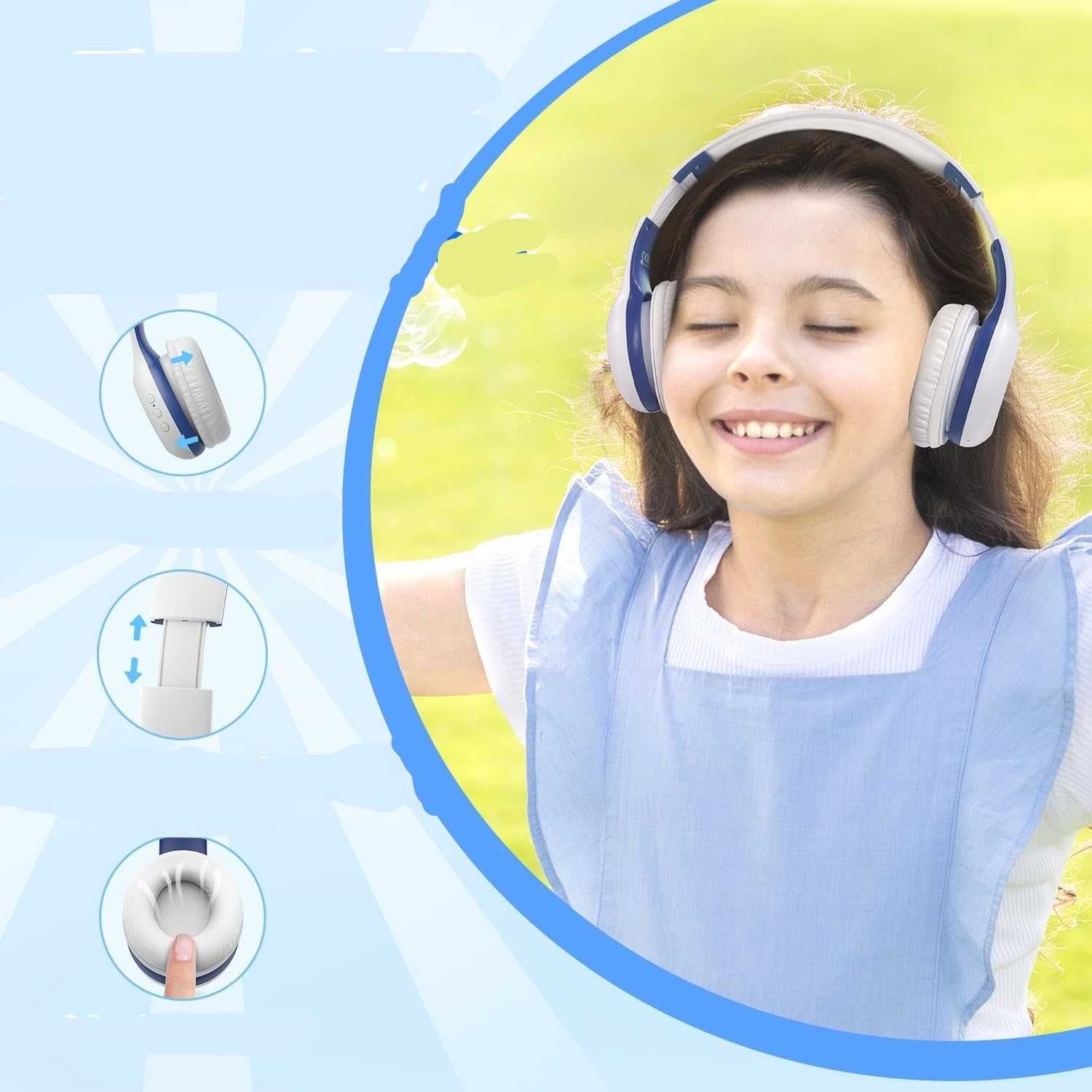 Słuchawki bezprzewodowe nauszne dla dzieci bluetooth mikrofon 40h