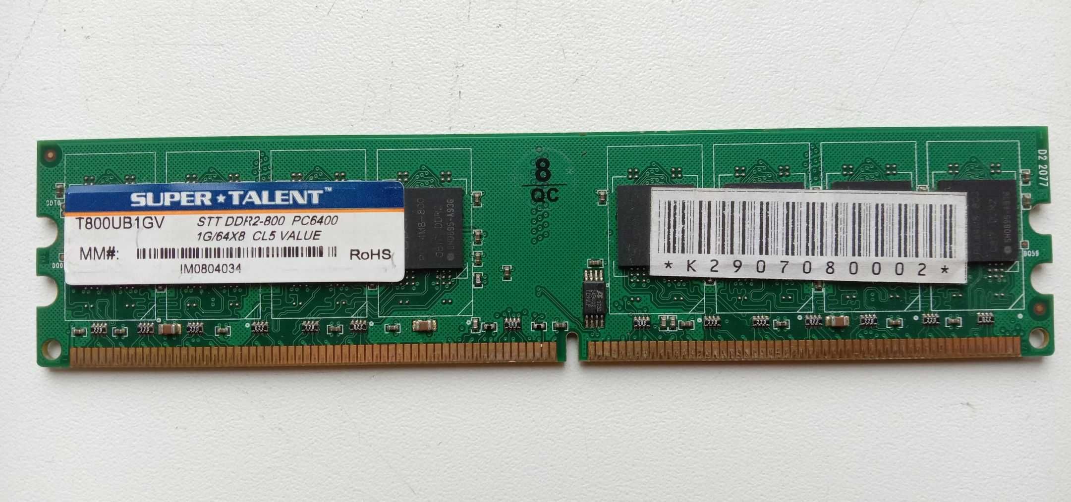 Планка памяти SST DDR2-800 PC6400 1G/64X8 CL5 VALUE Рабочая б/у