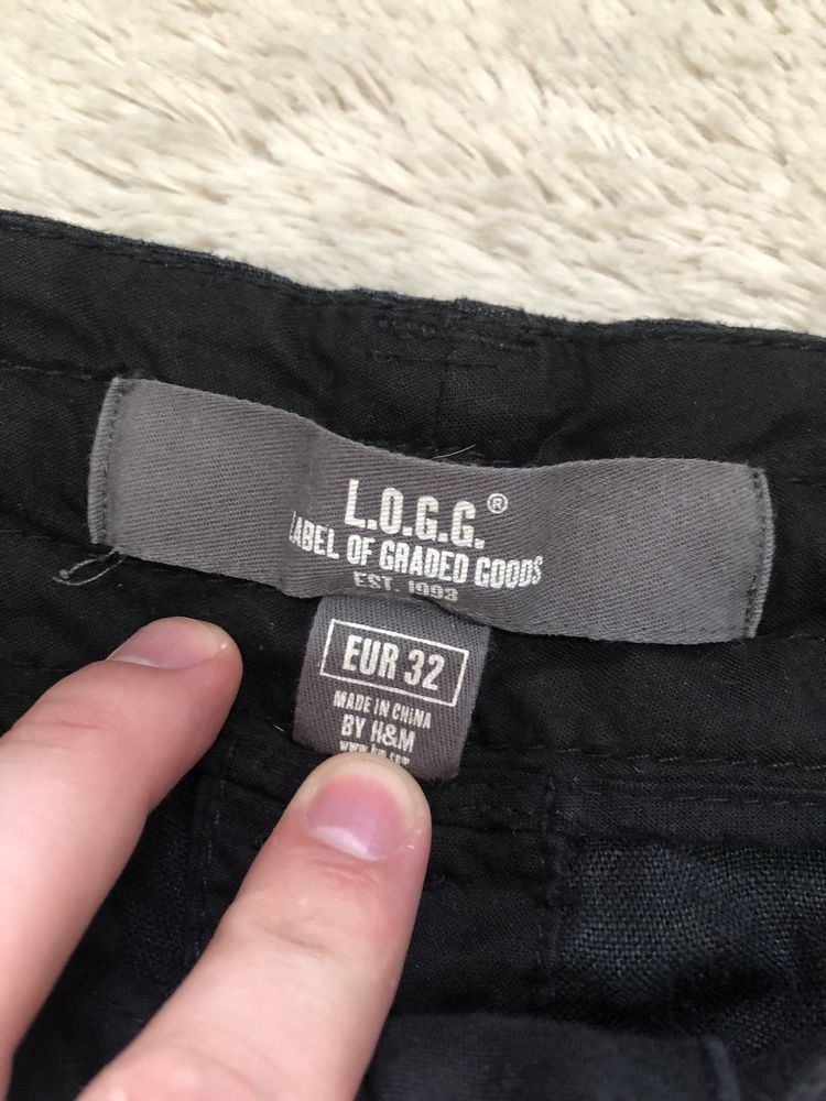 100% лён H&M Basic Pants (M) 32 размер штаны брюки на утяжках мужские