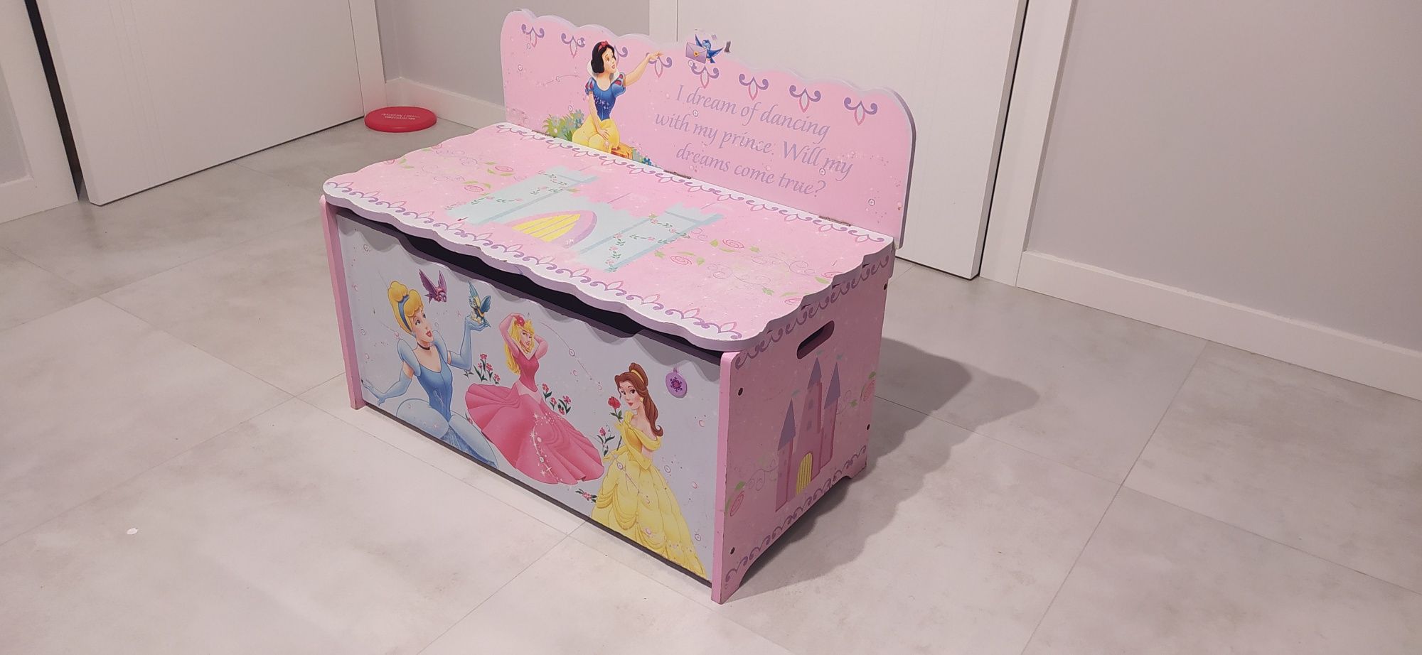 Skrzynia drewniana Disney Princess dla dziewczynki, duża, różowa