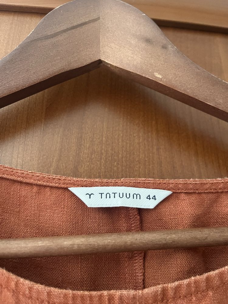 Miedziana lniana sukienka z kieszeniami Tatuum 44