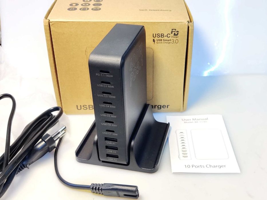 мощное GaN-3 зарядное устройство 400Вт Type-C PD3.1 140W 10-Ports