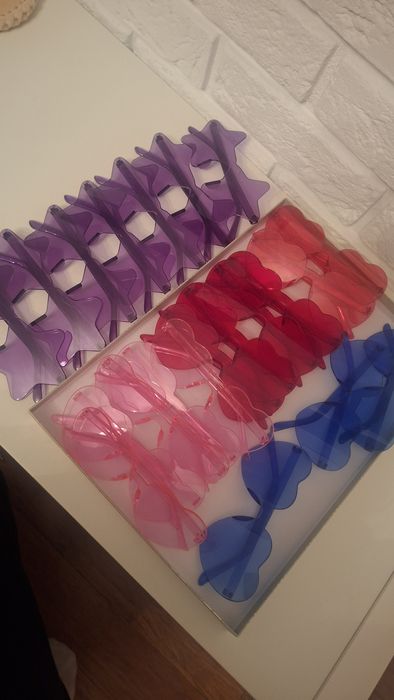 Okulary 21 szt kolorowe serca gwiazdki wesele impreza imprezowe