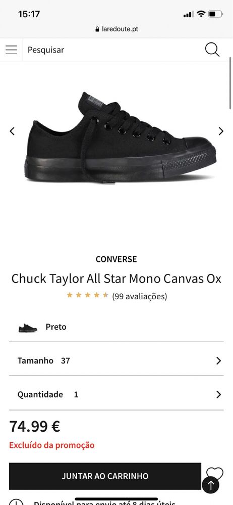 All-star converse pretas tamanho 38