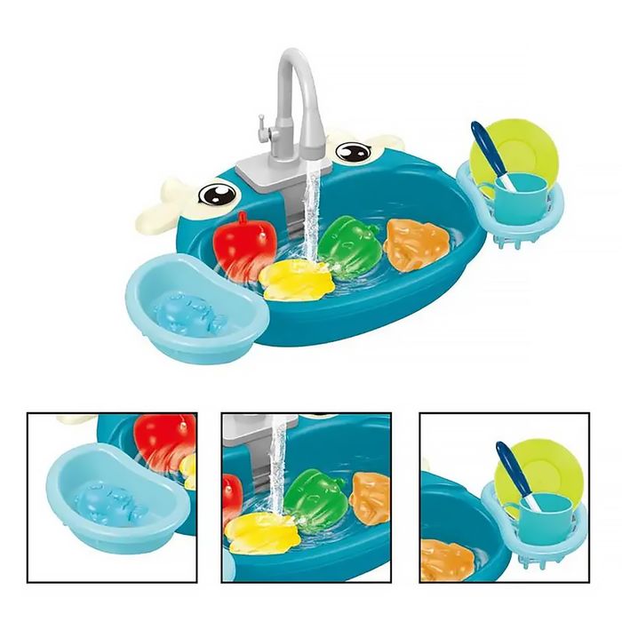 Іграшковий дитячій набір: раковина, посуд. (На батарейках)
