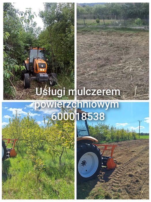 Usługi mulczerem powierzchniowym, czyszczenie działek pod inwestycje.