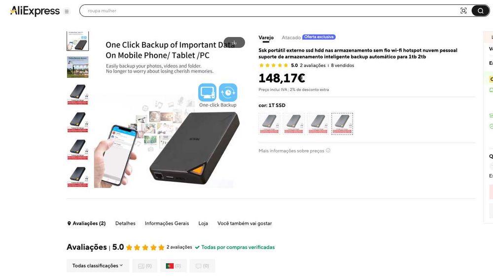DISCO SSD NAS WIFI    Portatil  com bateria interna