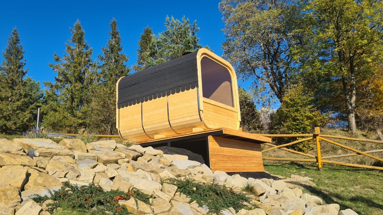 Sauna ogrodowa piec Harvia NOWA PRZEDSIONEK na zamówienie