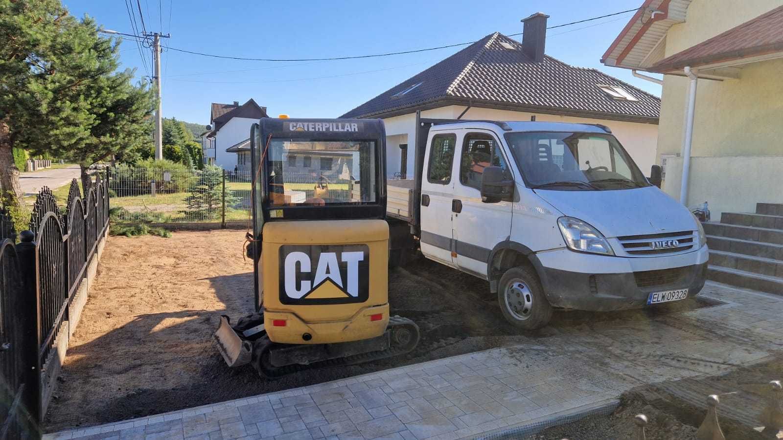 Usługi koparką ładowarką kołową gąsienicową Transport maszyn