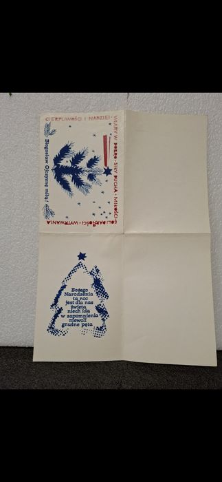 Solidarność kartka bożonarodzeniowa z życzeniami z lat 80tych