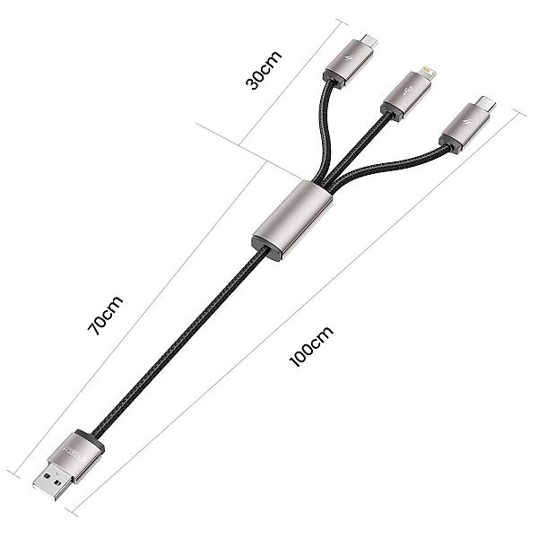 Kabel Tech-Protect UltraBoost 3w1 USB-A - Lightning / USB-C / micro US