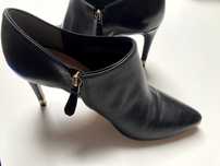 Tory Burch czarne botki buty na zamek szpilki obcasy skóra 39/40, 8.5