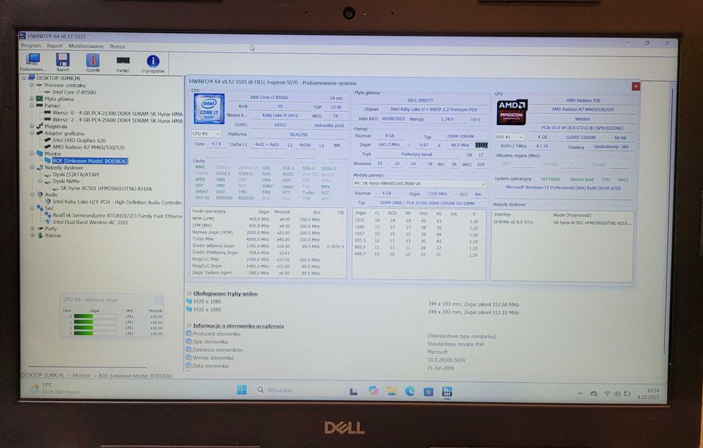 A404] Laptop Dell Inspiron 5570 i7-8550U Radeon R7 M460 4GB