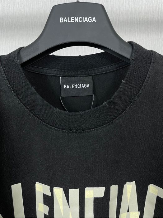 BALENCIAGA tape type брендовая футболка оверсайз винтажная мужская