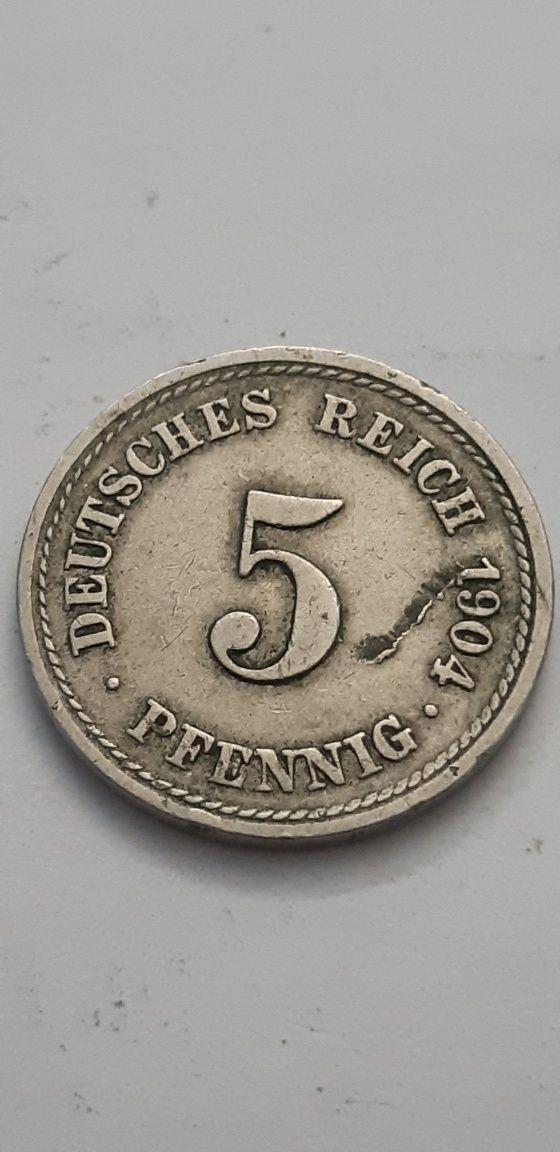 Niemcy Cesarstwo Niemieckie -5 fenig,pfennig 1904 - F