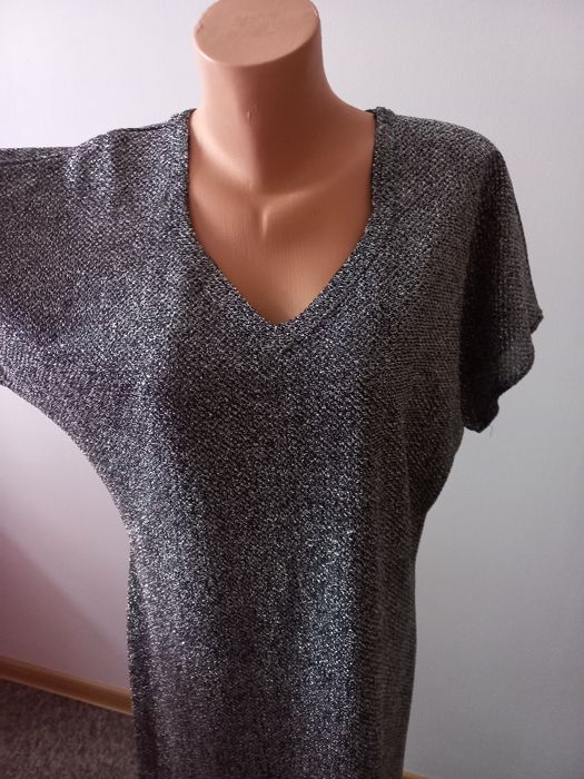 XL sukienka sylwestrowa, srebrna nitka